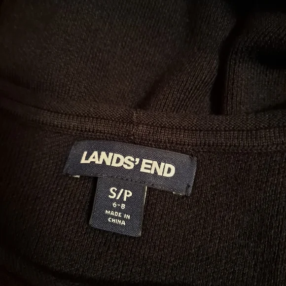 Lands End Cotton Blend Solid Black Long Sleeve Crewneck Sweater Dress - Picture 5 of 6